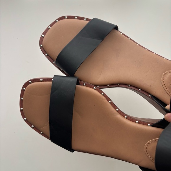 Steve Madden leather wedge black sandals with‎ studded trim Sz 8M - Picture 5 of 8